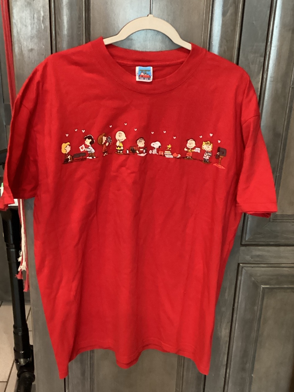 Peanuts Red Graphic Tee with Charlie Brown & Friends